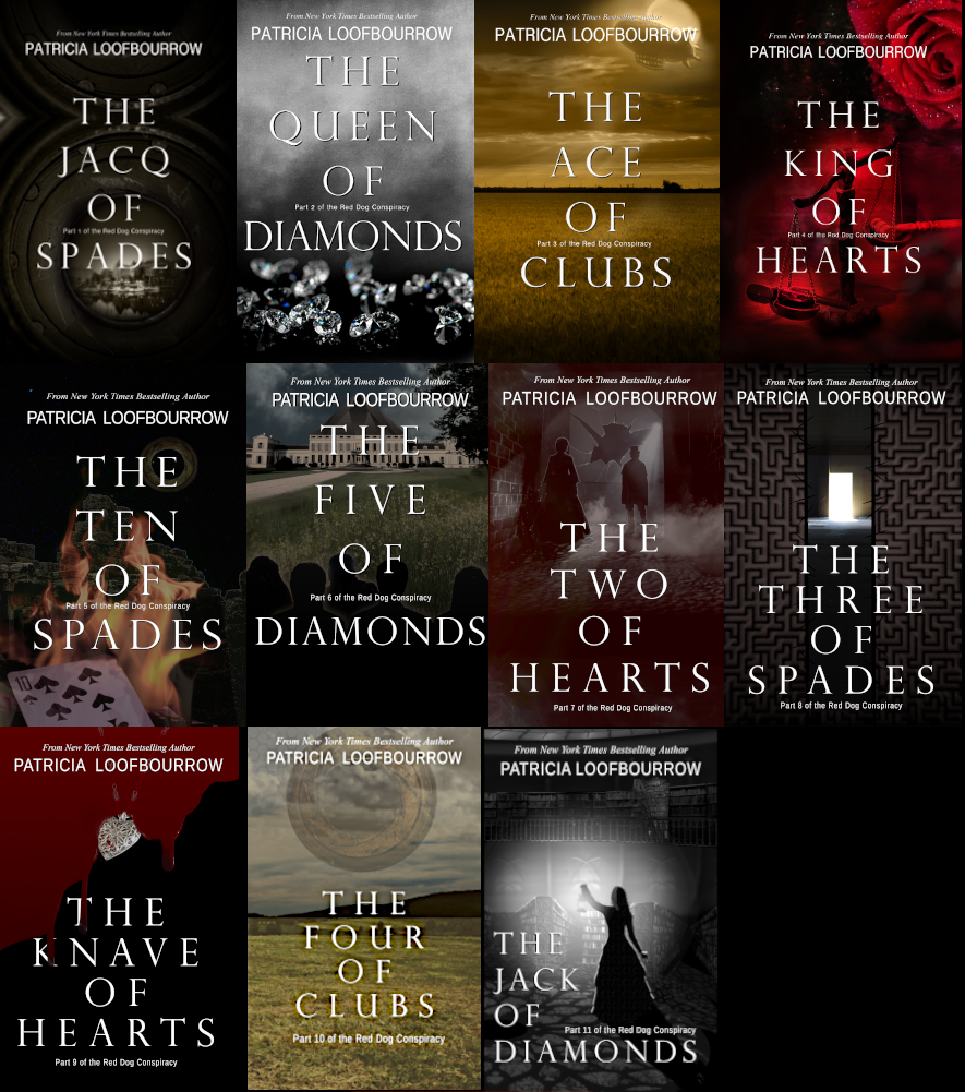My first eleven Red Dog Conspiracy main series hardcover books.